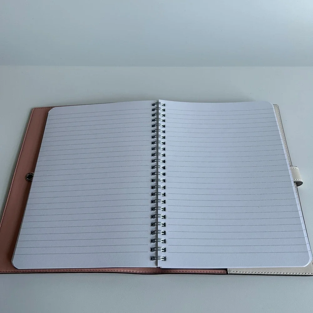 Coach Notebook Signature Canvas Floral Print Khaki Pink Leather Cover CA058